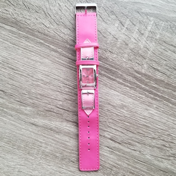 Silver and Pink Cuff Watch - Picture 1 of 6